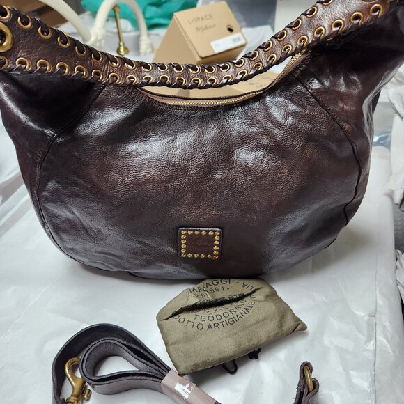 Campomaggi NWT Dalia Threaded Rocker Shoulder Bag Brown - Picture 3 of 6